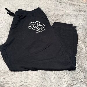FUBU Mens Black FB Logo Sweatpants Joggers Size 2XL 50-52 Streetwear Retro